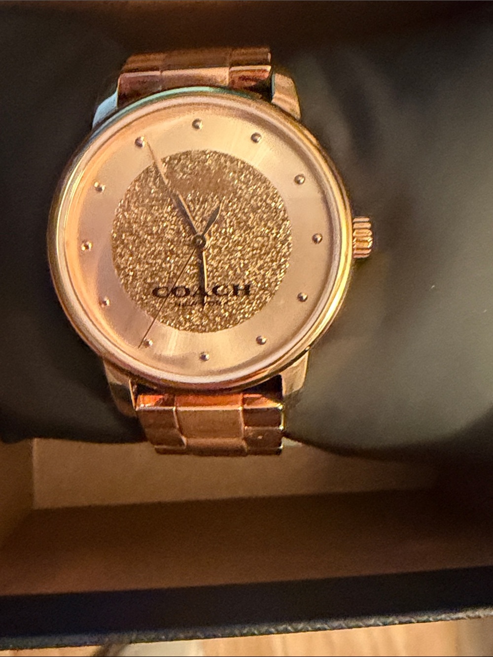 Coach Rose Gold Glitter Dial Bracelet Watch